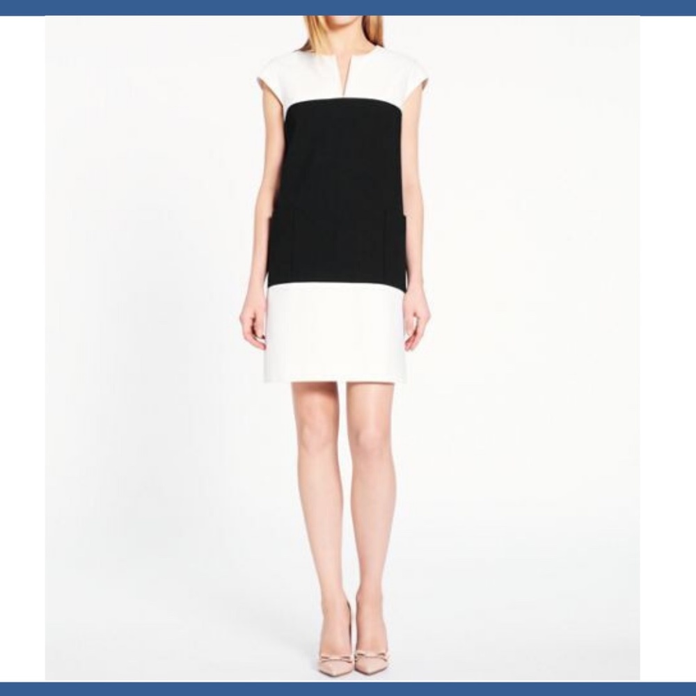 EUC‎ Kate Spade Hana Colorblock Dress Ivory/Black [ SZ 10 ]